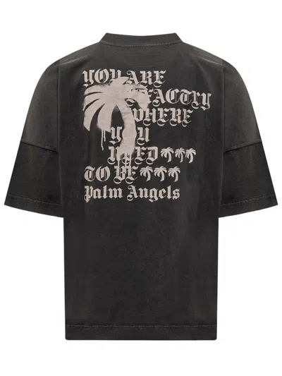 Shop Palm Angels Statement Mono Tee In Black