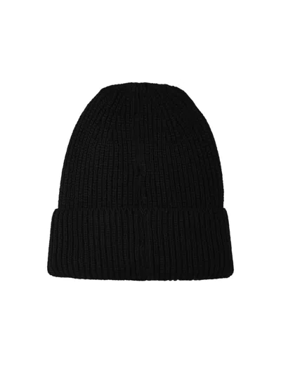 Msgm Black Wool Blend Beanie In Black