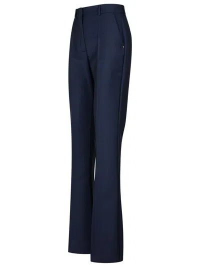 Sportmax Slim Fit Wool & Mohair Blend Flare Trousers In Blue