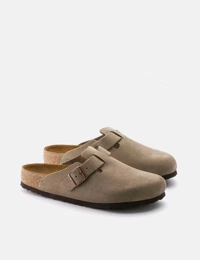 Birkenstock Mens Habana Boston Logo-embossed Leather Clogs In Khaki