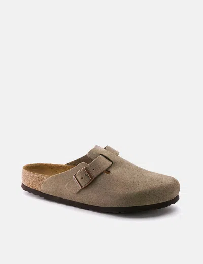 Birkenstock Mens Habana Boston Logo-embossed Leather Clogs In Khaki
