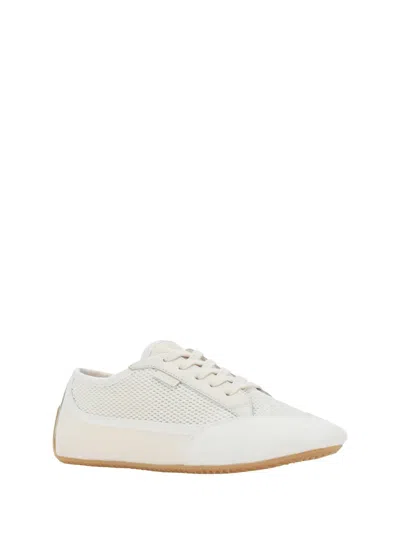 The Row Bonnie Suede Mesh Sneakers In Ivory/white