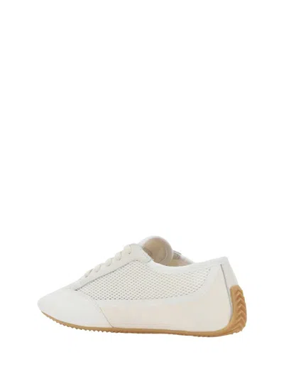 The Row Bonnie Suede Mesh Sneakers In Ivory/white