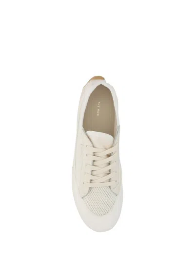 The Row Bonnie Suede Mesh Sneakers In Ivory/white