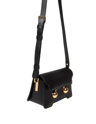 Marni Trunkaroo Rectangular Leather Shoulder Bag In Black