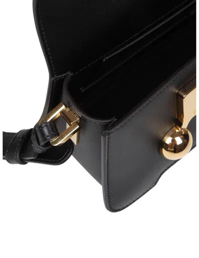 Marni Trunkaroo Rectangular Leather Shoulder Bag In Black