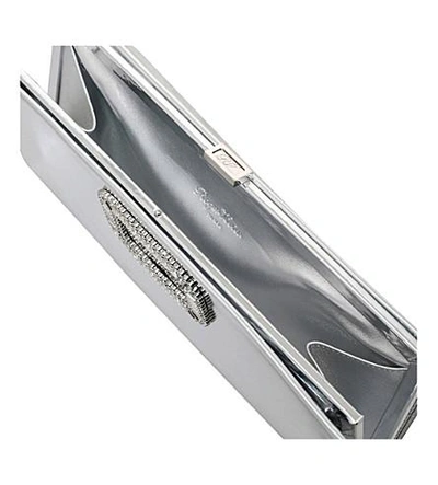 Shop Roger Vivier Pilgrim Mirrored Leather Clutch Bag In Silver