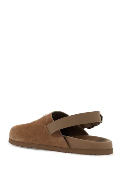 Shop Dolce & Gabbana Suede Leather Clogs With Logo Plate