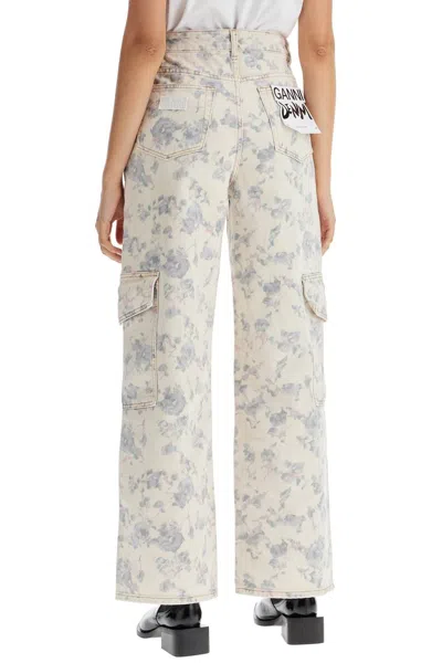 Shop Ganni Printed Cargo Jeans With Ang