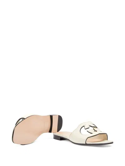 Gucci Logo-cut Out Leather Sandals