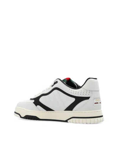 Shop Gucci Re Web Leather Sneakers