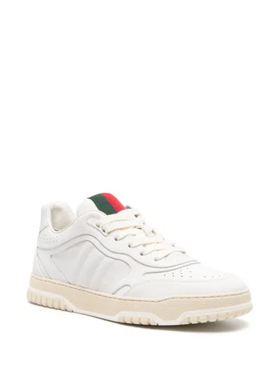 Shop Gucci Re Web Leather Sneakers