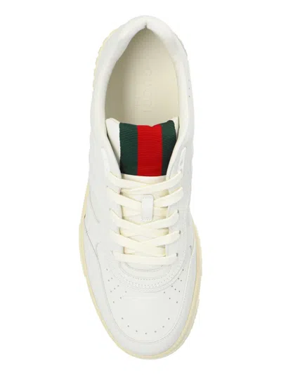 Shop Gucci Re Web Leather Sneakers