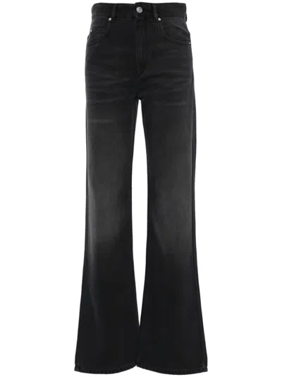 Isabel Marant Faded Bootcut Denim Jeans Whiskering Effect