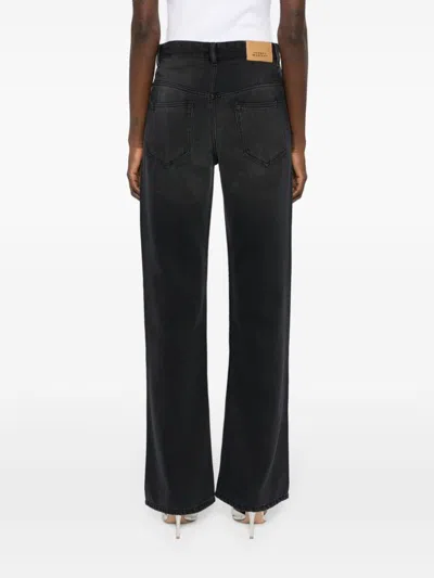 Isabel Marant Faded Bootcut Denim Jeans Whiskering Effect