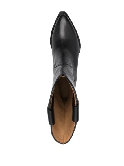 Isabel Marant Duerto Gz Pointed Toe Mid-calf Leather Boots In Black