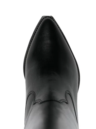 Isabel Marant Duerto Gz Pointed Toe Mid-calf Leather Boots In Black