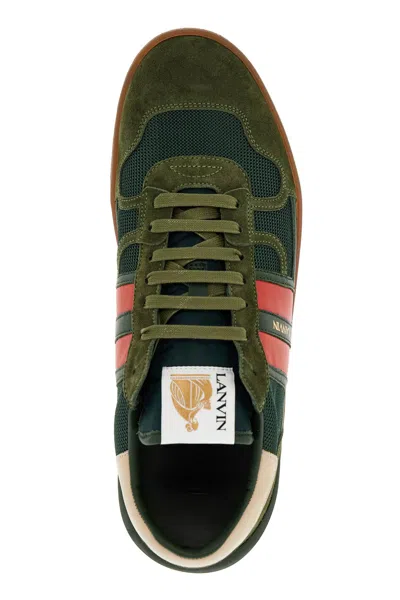 Shop Lanvin "mesh And Leather Clay Sneakers With