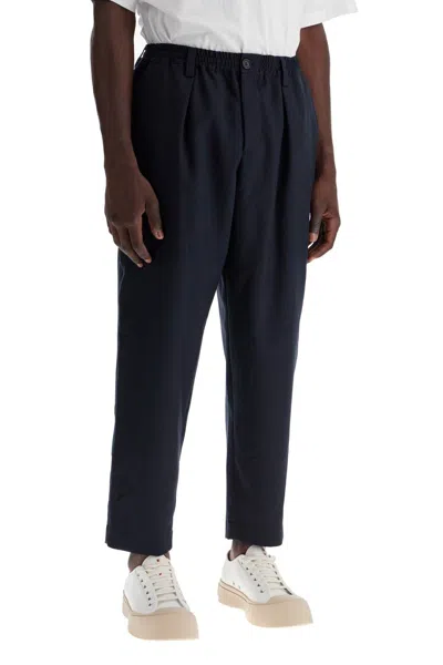 Marni Tropical Wool Cropped Pants In Men In Blue