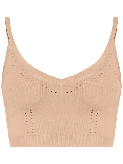 Max Mara Ribbed Texture Cropped Sleeveless Top