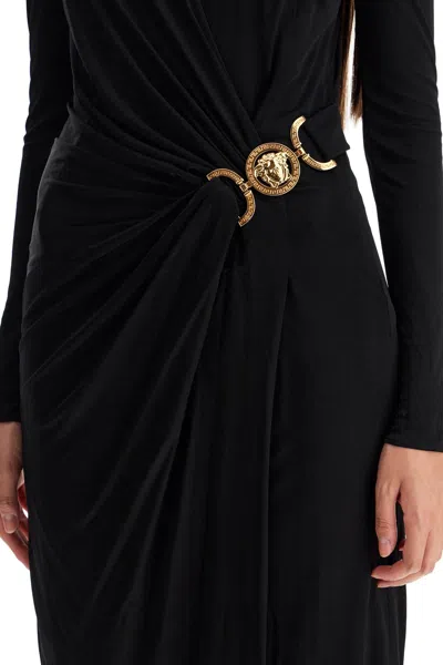 Shop Versace Draped Jersey Dress With