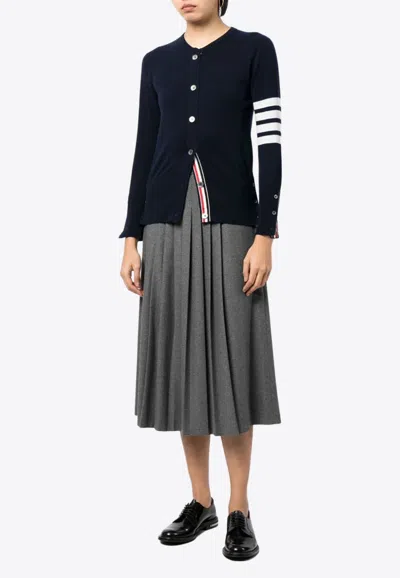 Thom Browne 4-bar Stripes Cashmere Cardigan In Blue