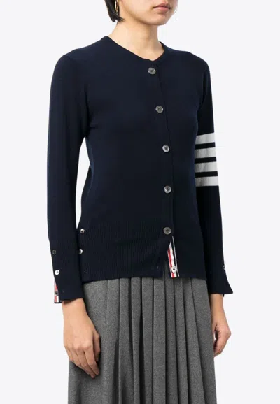 Thom Browne 4-bar Stripes Cashmere Cardigan In Blue