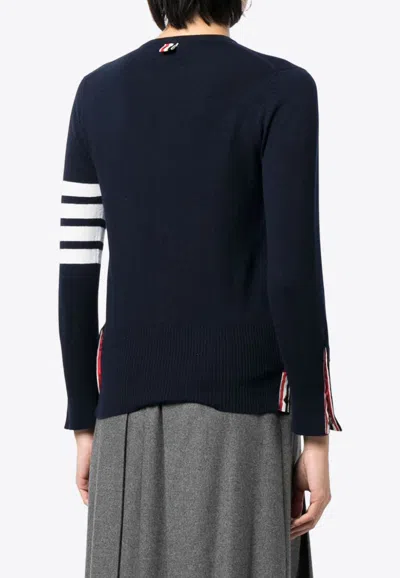 Thom Browne 4-bar Stripes Cashmere Cardigan In Blue