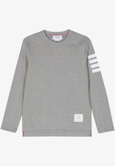 Thom Browne Classic Sweatshirt In Classic Loopback With Engineered 4 Bar In Gray