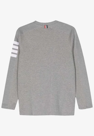 Thom Browne Classic Sweatshirt In Classic Loopback With Engineered 4 Bar In Gray