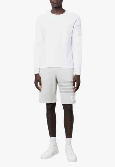 Thom Browne Long Sleeve Tee With 4 Bar Stripe In Milano Cotton Clothing In White