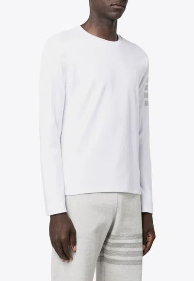 Thom Browne Long Sleeve Tee With 4 Bar Stripe In Milano Cotton Clothing In White
