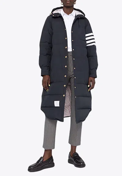 Thom Browne Navy Blue Feather Down 4-bar Coat In Blue