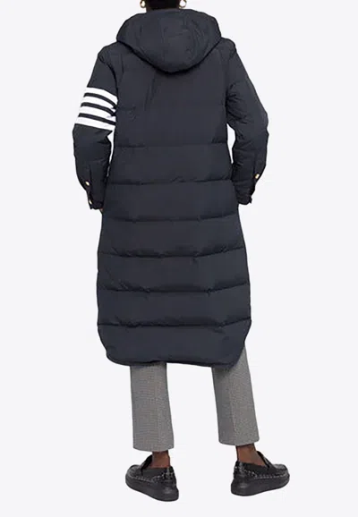 Thom Browne Navy Blue Feather Down 4-bar Coat In Blue