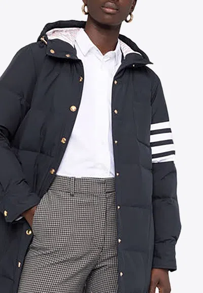 Thom Browne Navy Blue Feather Down 4-bar Coat In Blue