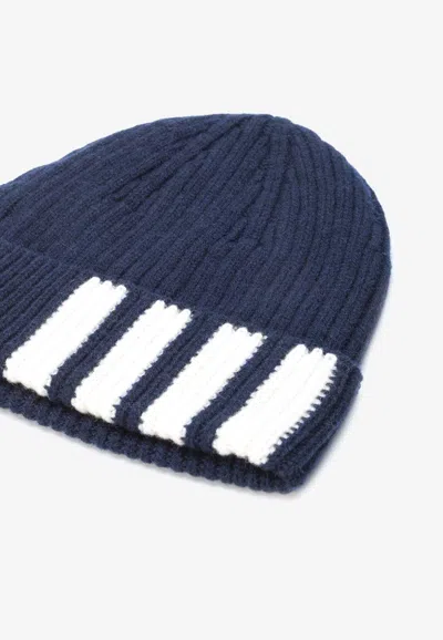 Thom Browne 4-bar Stripe Cashmere Beanie In Blue