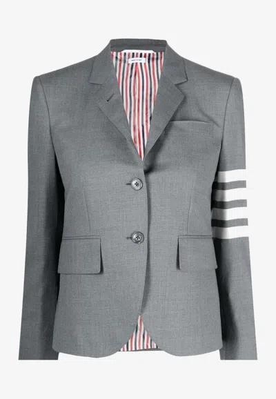 Shop Thom Browne 4-bar Stripes Single-breasted Wool Blazer In Gray