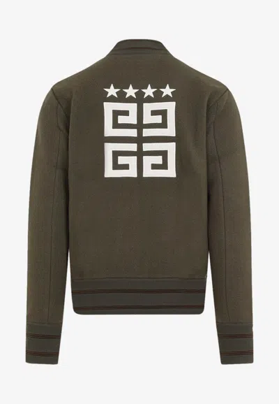 Shop Givenchy 4g Wool Bomber Jacket In Green