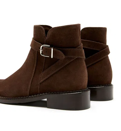 La Canadienne Sarah Suede Buckle Ankle Boots In Brunette