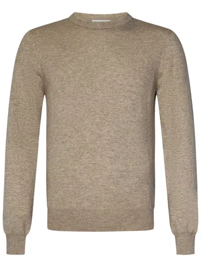 Malo Ribbed Crewneck Sweater With Long Sleeves In Beige