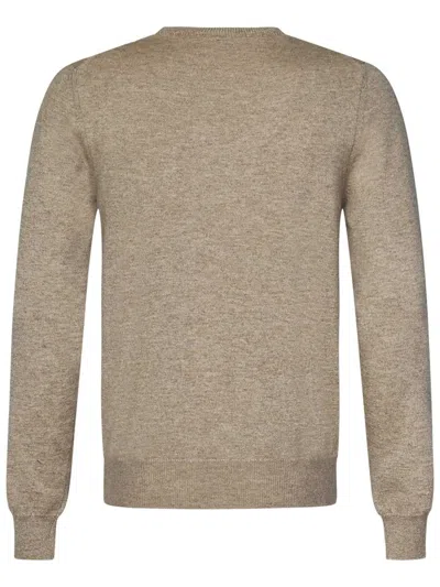 Malo Ribbed Crewneck Sweater With Long Sleeves In Beige