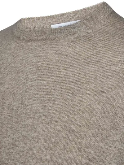 Malo Ribbed Crewneck Sweater With Long Sleeves In Beige