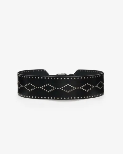 Isabel Marant Lucie Belt In Black And Silver