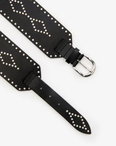 Isabel Marant Lucie Belt In Black And Silver