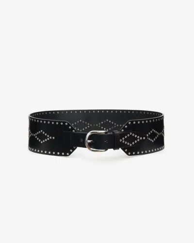 Isabel Marant Lucie Belt In Black And Silver