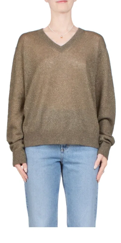 6397 Classic V-neck Sweater Metallic Khaki