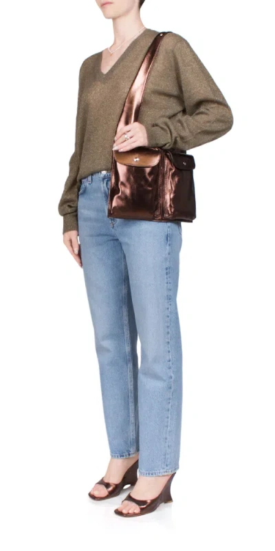 6397 Classic V-neck Sweater Metallic Khaki