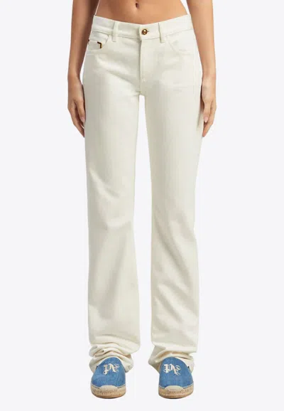 Shop Palm Angels Basic Monogram Jeans In Off-white