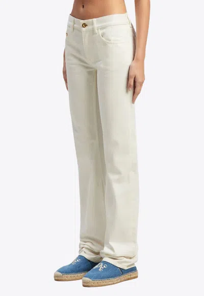Palm Angels Basic Monogram Jeans In Off-white