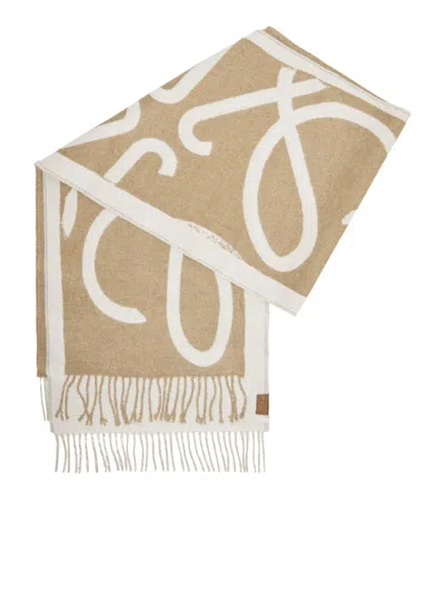 Shop Loewe Wool And Cashmere Scarf In Brown